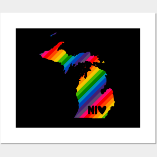 USA States: Michigan (rainbow) Posters and Art
